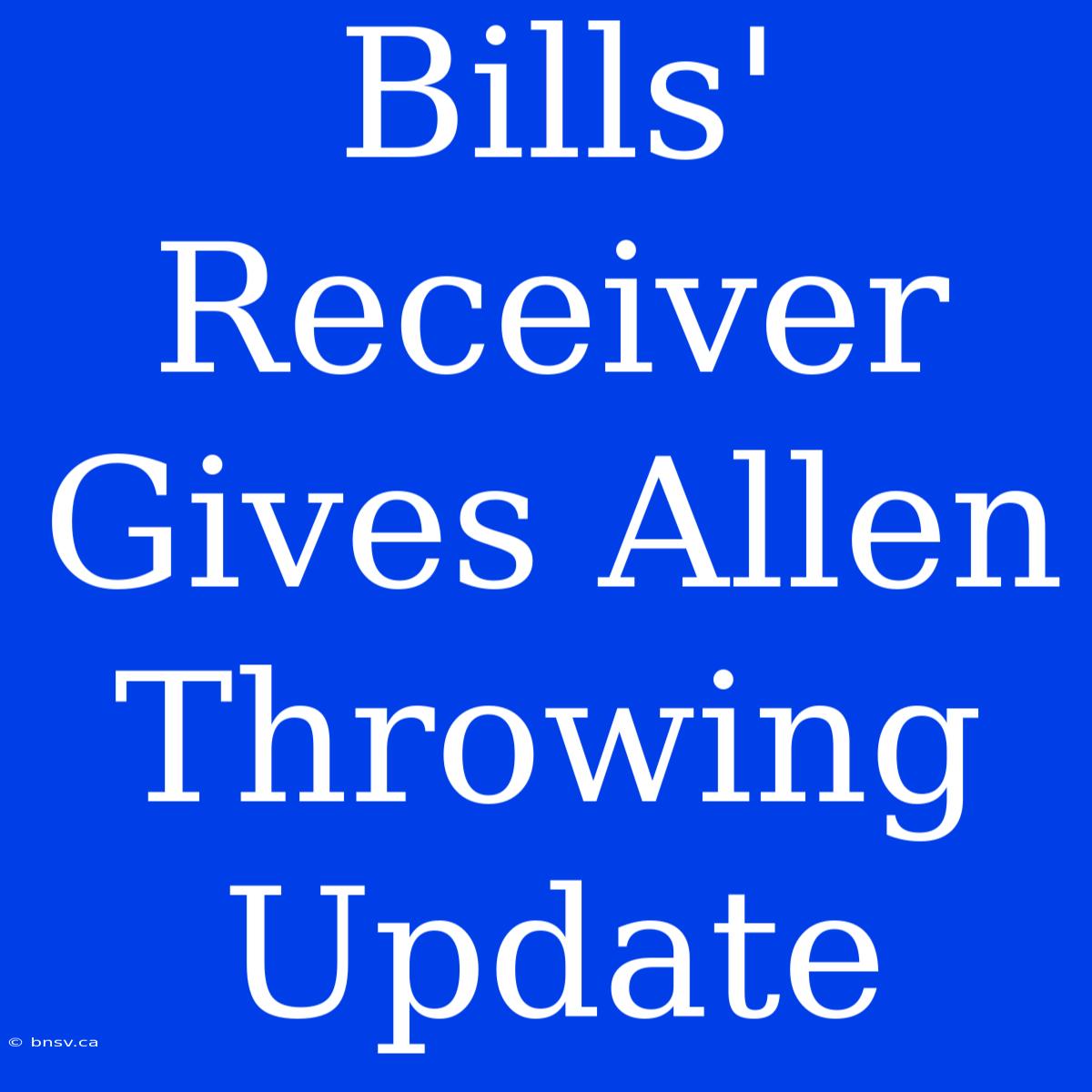 Bills' Receiver Gives Allen Throwing Update