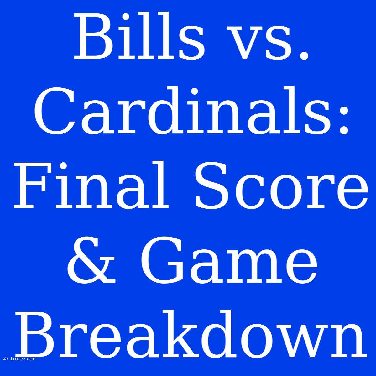 Bills Vs. Cardinals: Final Score & Game Breakdown