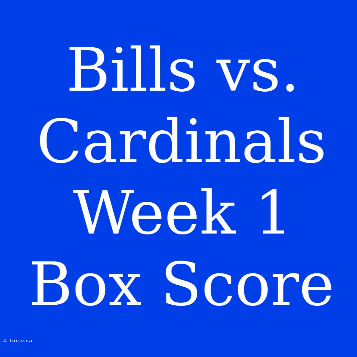 Bills Vs. Cardinals Week 1 Box Score