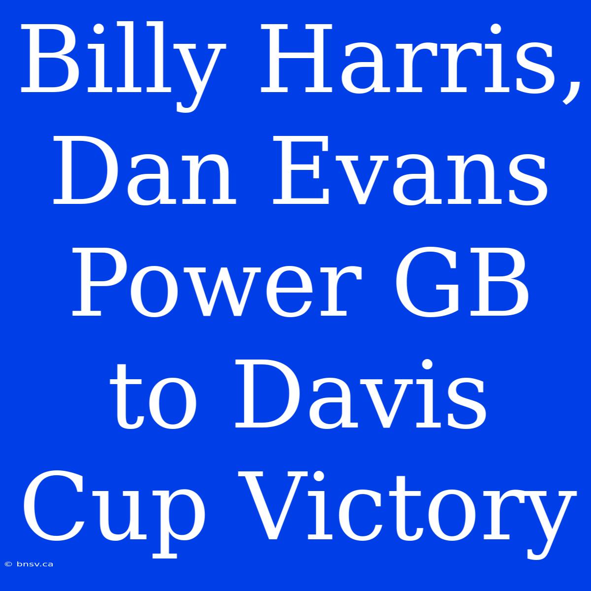 Billy Harris, Dan Evans Power GB To Davis Cup Victory