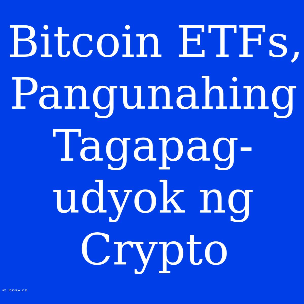 Bitcoin ETFs, Pangunahing Tagapag-udyok Ng Crypto