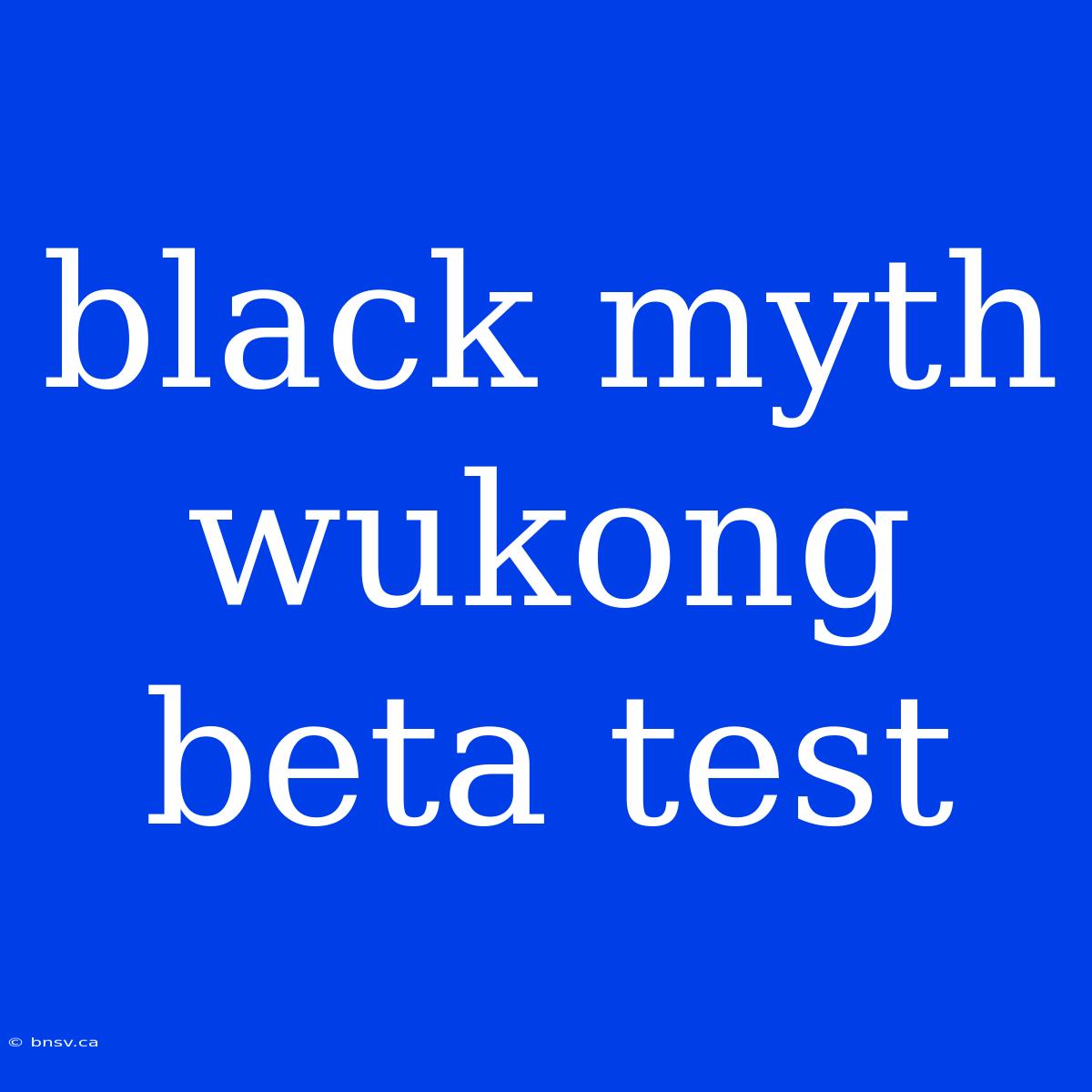 Black Myth Wukong Beta Test