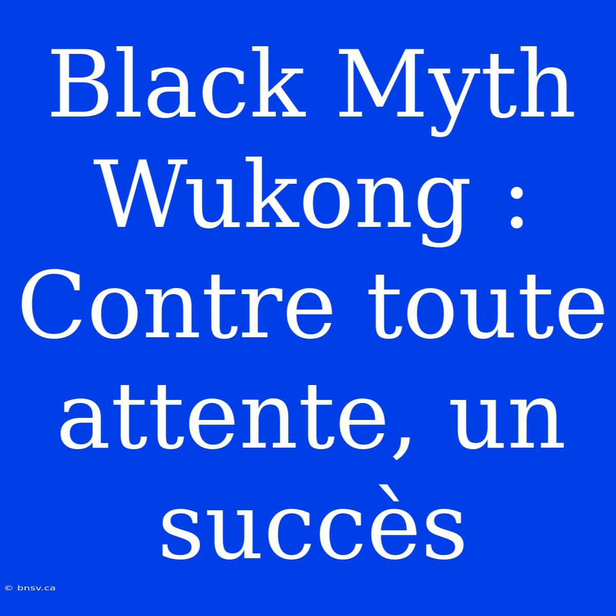 Black Myth Wukong : Contre Toute Attente, Un Succès