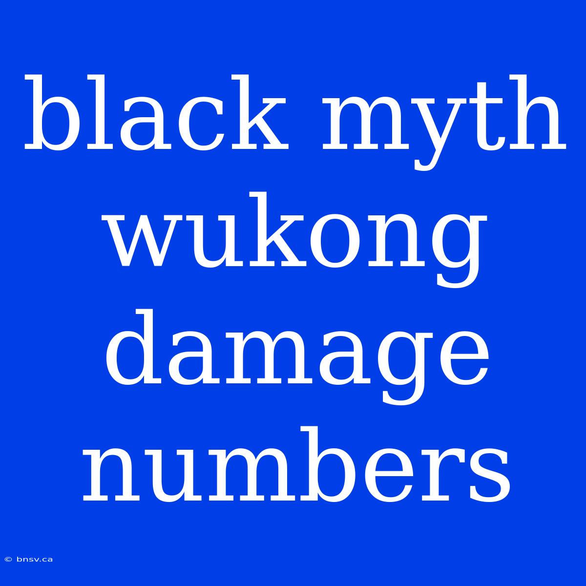 Black Myth Wukong Damage Numbers