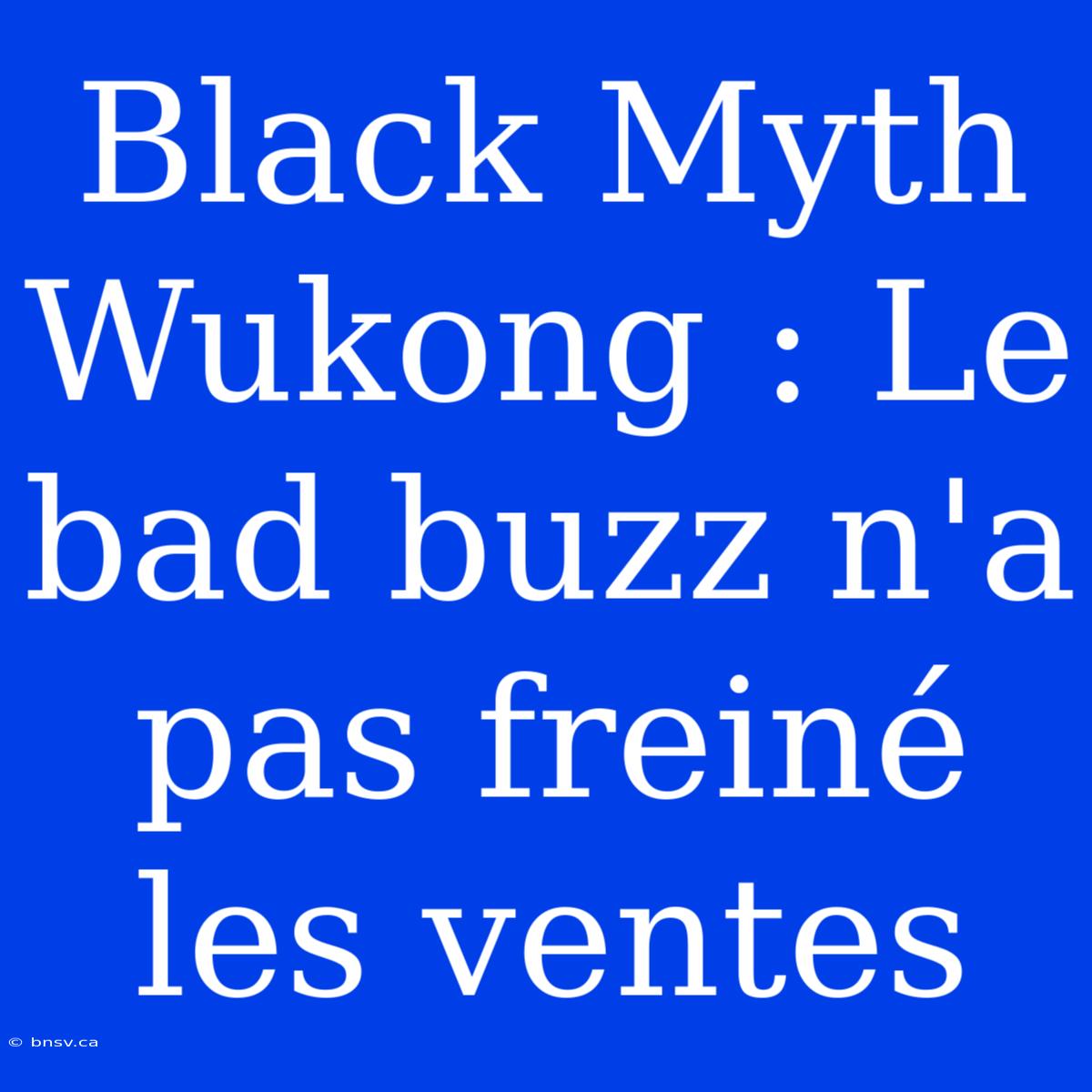 Black Myth Wukong : Le Bad Buzz N'a Pas Freiné Les Ventes