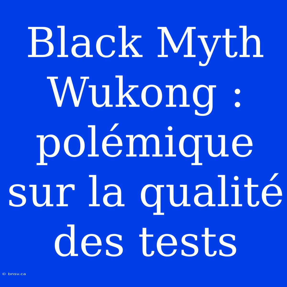 Black Myth Wukong : Polémique Sur La Qualité Des Tests