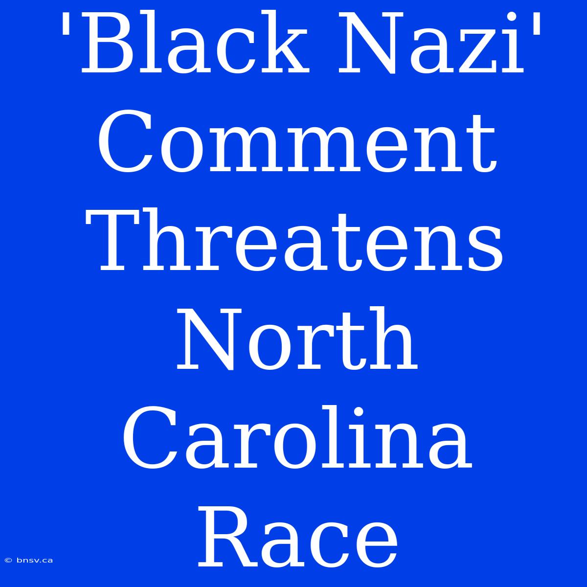 'Black Nazi' Comment Threatens North Carolina Race