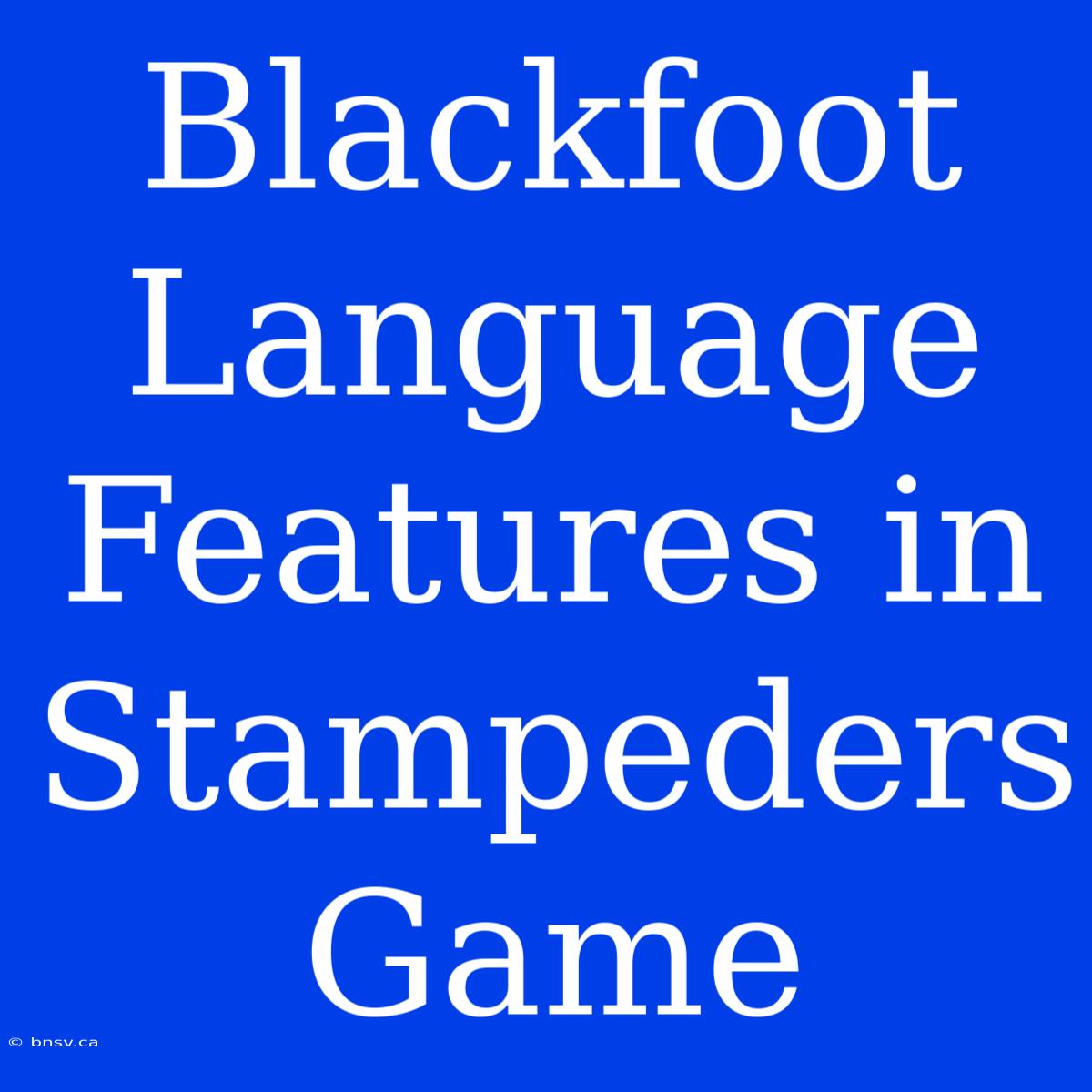 Blackfoot Language Features In Stampeders Game