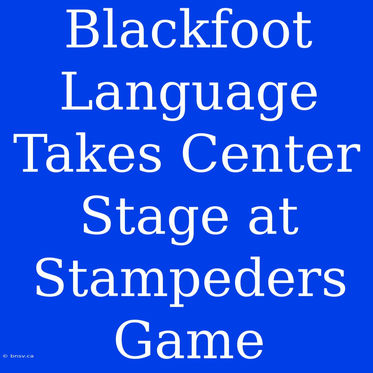 Blackfoot Language Takes Center Stage At Stampeders Game