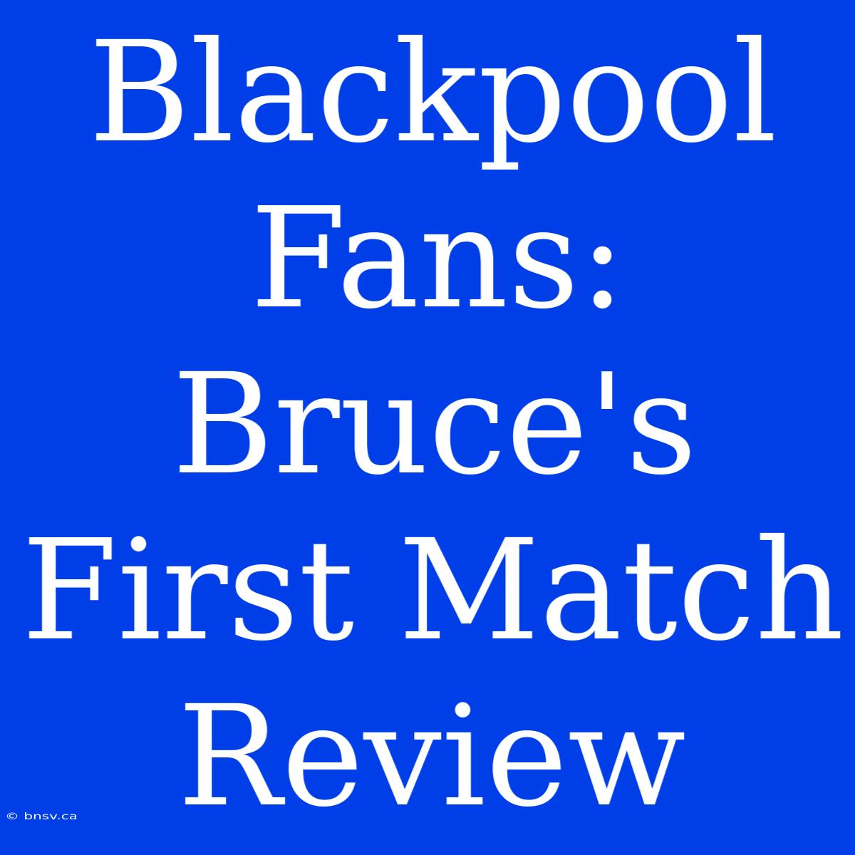 Blackpool Fans: Bruce's First Match Review