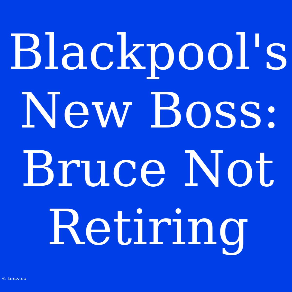 Blackpool's New Boss: Bruce Not Retiring