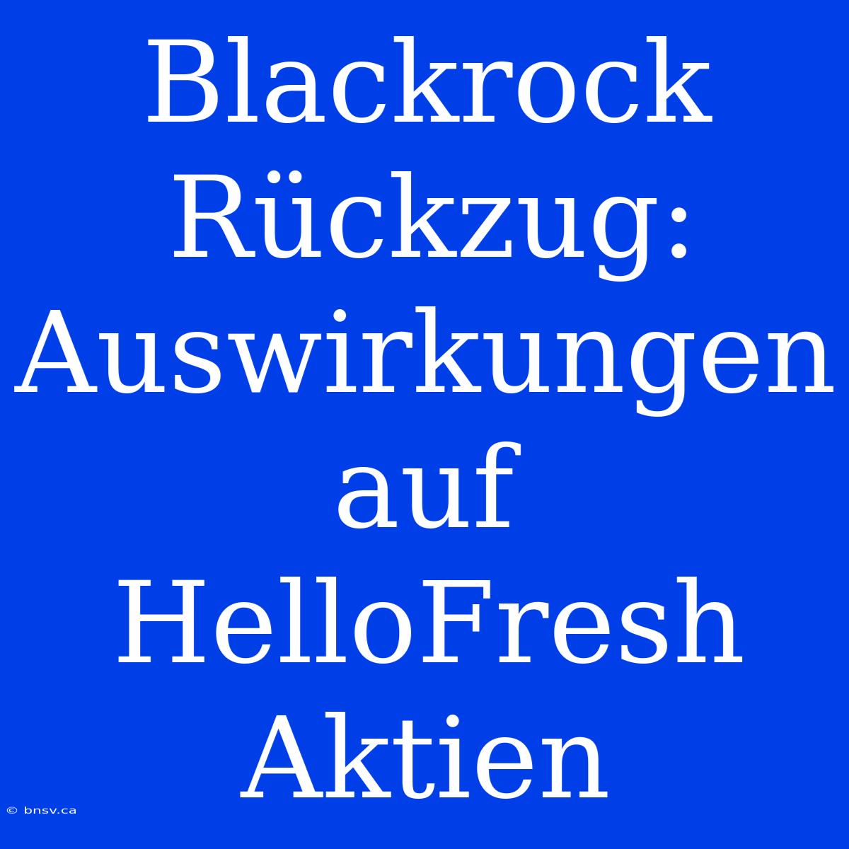 Blackrock Rückzug: Auswirkungen Auf HelloFresh Aktien