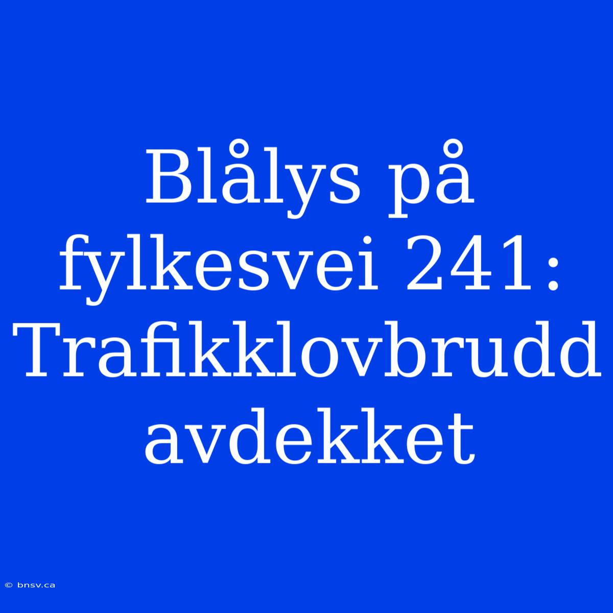 Blålys På Fylkesvei 241: Trafikklovbrudd Avdekket