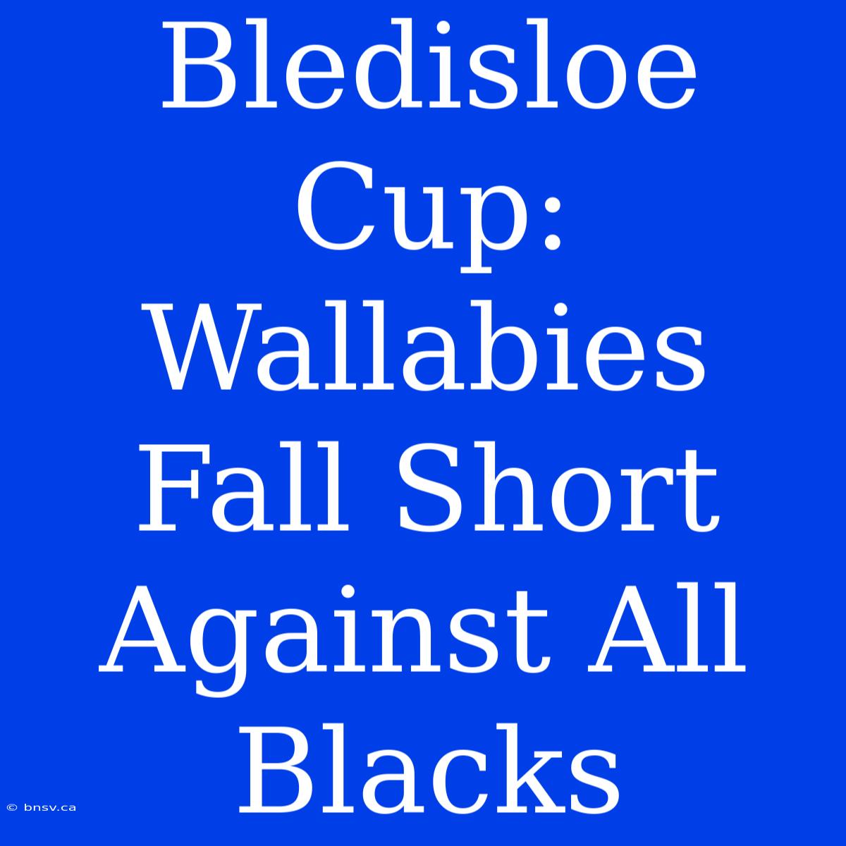 Bledisloe Cup: Wallabies Fall Short Against All Blacks