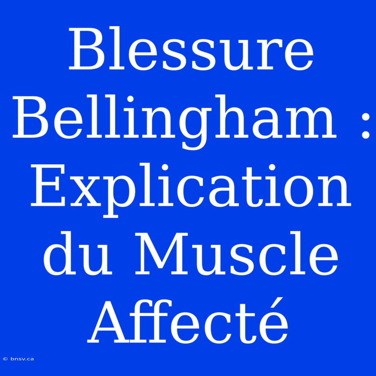 Blessure Bellingham : Explication Du Muscle Affecté