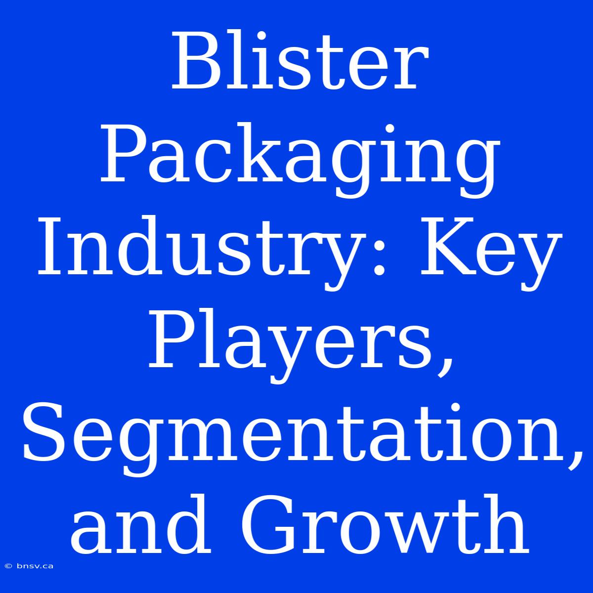 Blister Packaging Industry: Key Players, Segmentation, And Growth