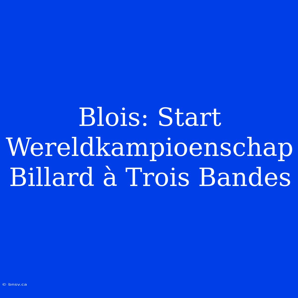 Blois: Start Wereldkampioenschap Billard À Trois Bandes