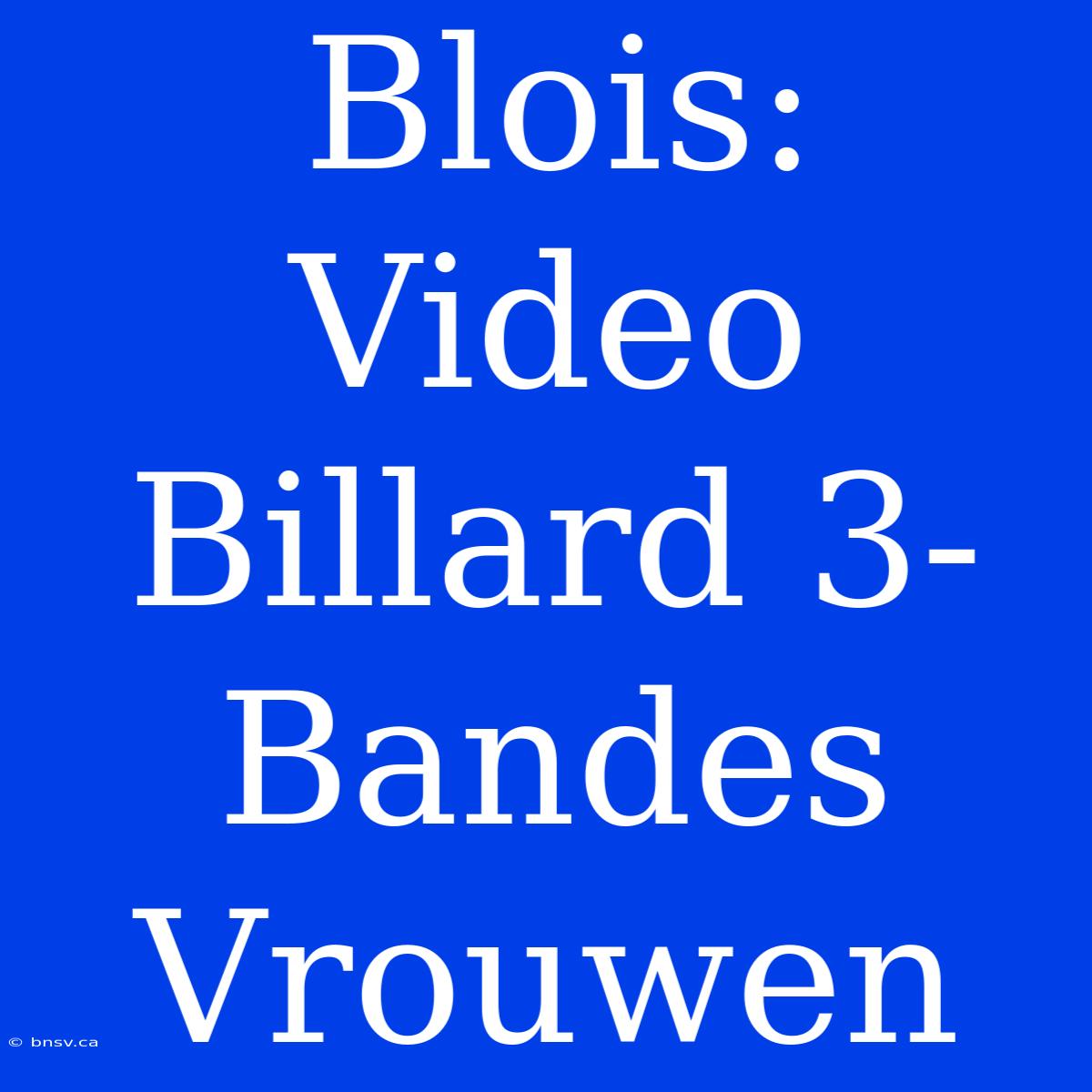 Blois: Video Billard 3-Bandes Vrouwen