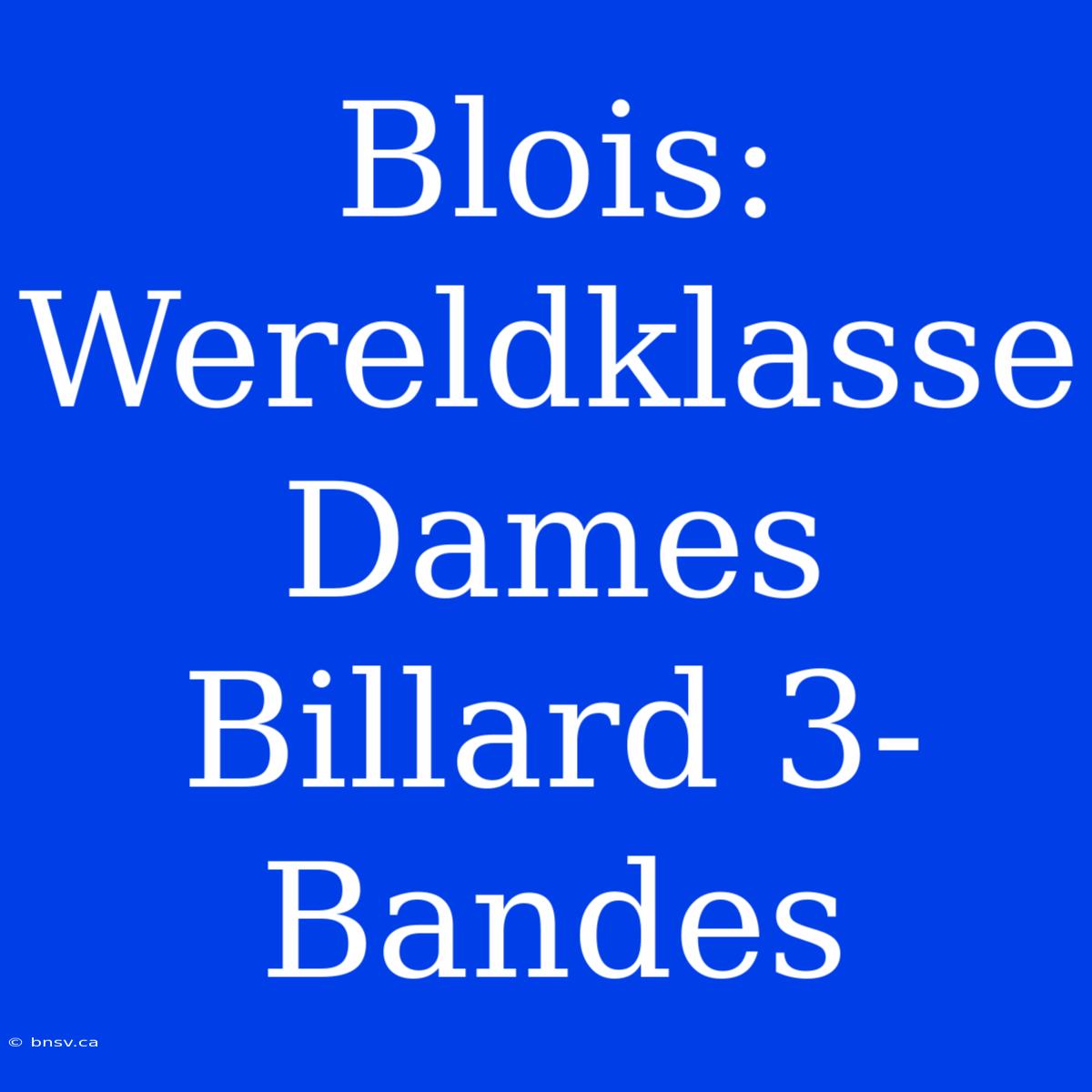 Blois: Wereldklasse Dames Billard 3-Bandes