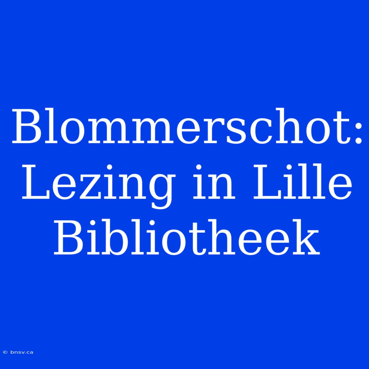 Blommerschot: Lezing In Lille Bibliotheek