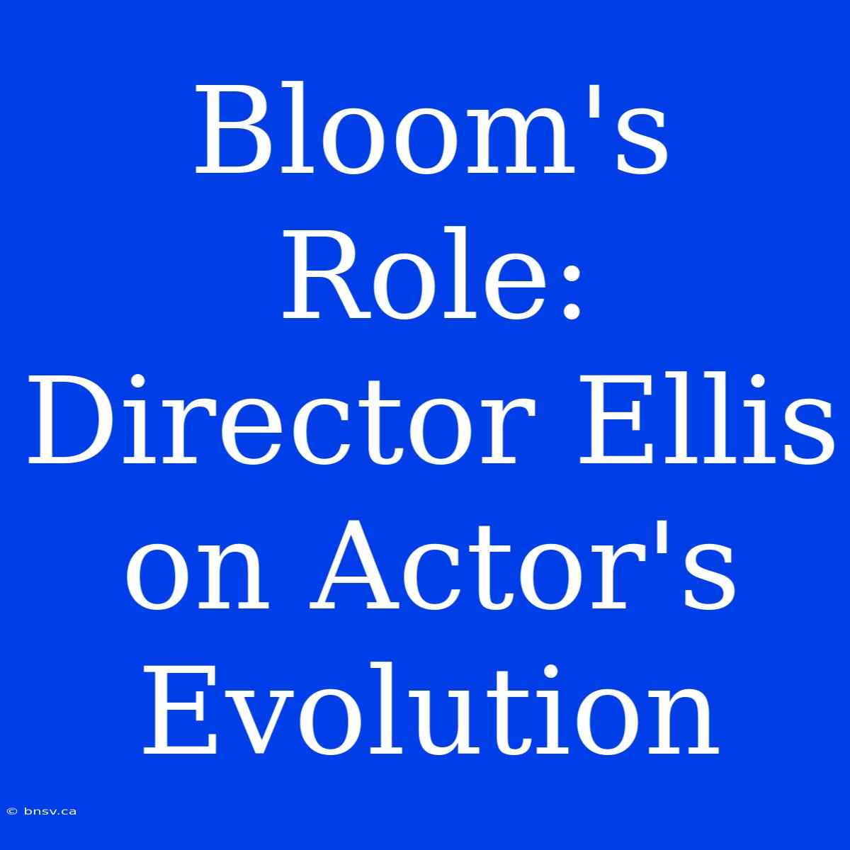 Bloom's Role:  Director Ellis On Actor's Evolution