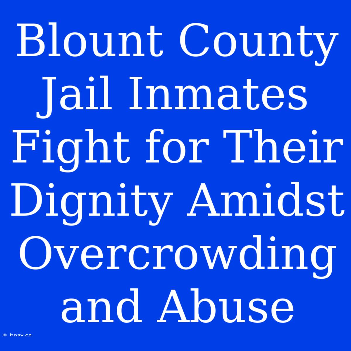 Blount County Jail Inmates Fight For Their Dignity Amidst Overcrowding And Abuse