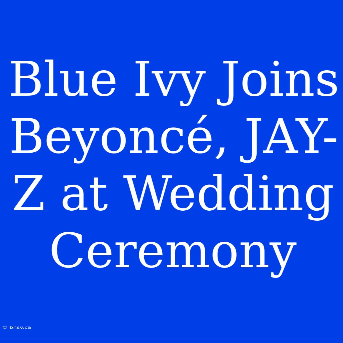 Blue Ivy Joins Beyoncé, JAY-Z At Wedding Ceremony