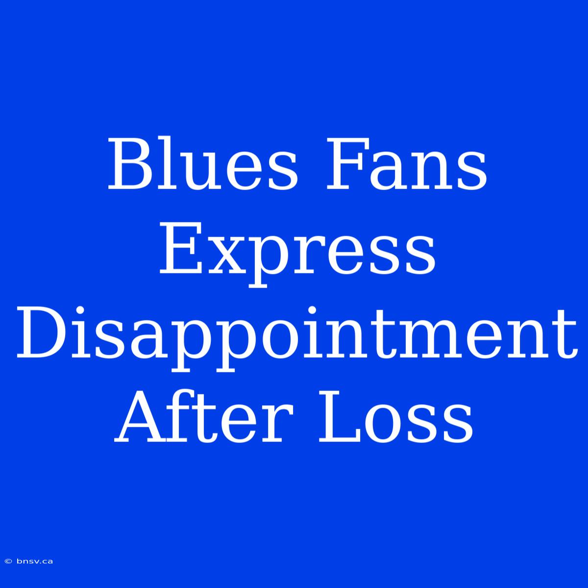 Blues Fans Express Disappointment After Loss