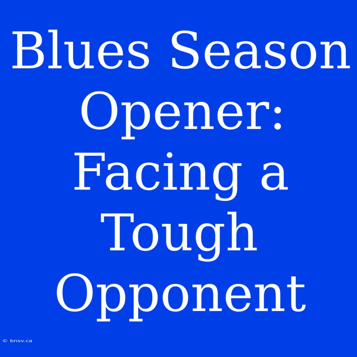 Blues Season Opener: Facing A Tough Opponent