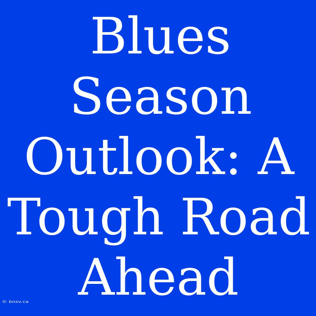 Blues Season Outlook: A Tough Road Ahead