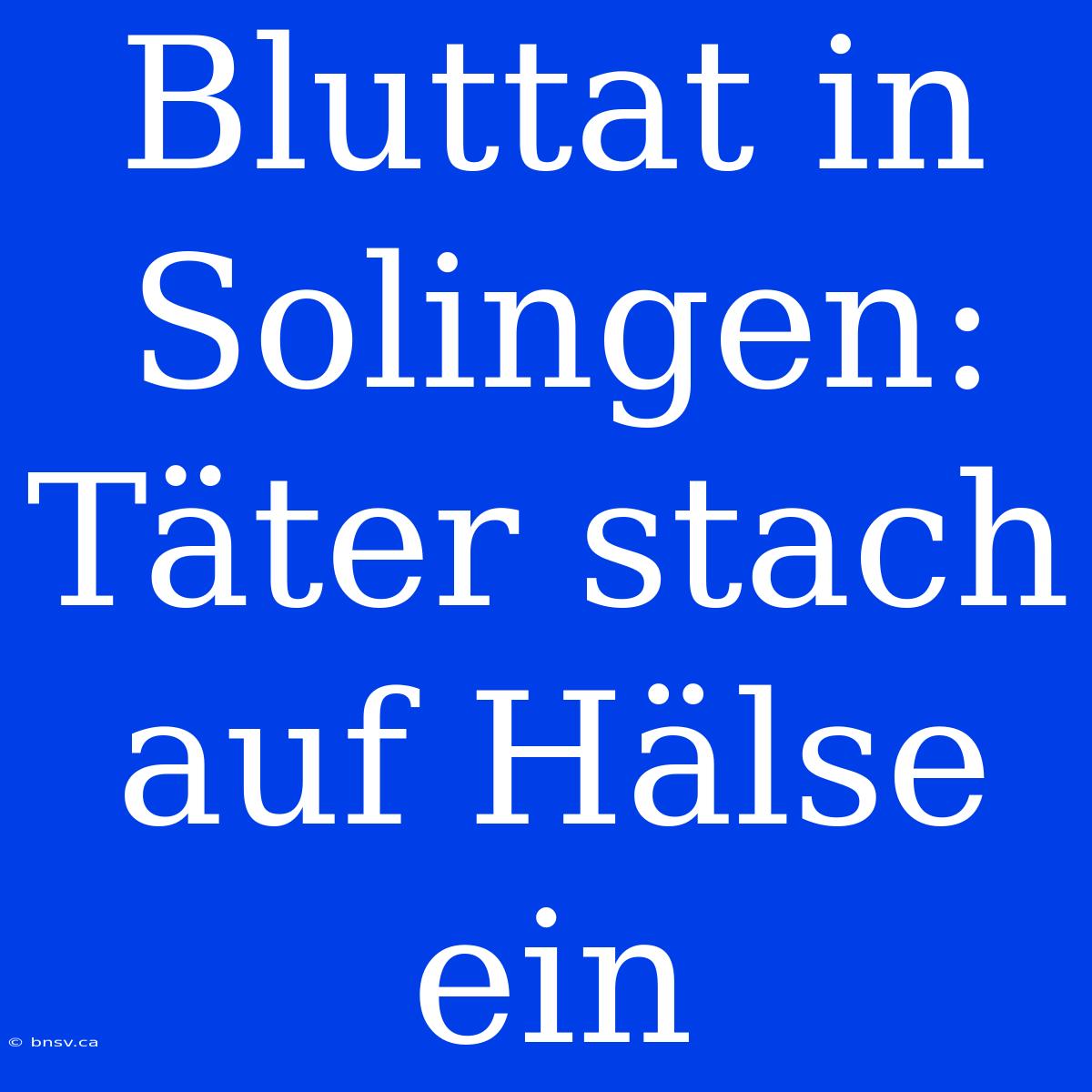 Bluttat In Solingen: Täter Stach Auf Hälse Ein