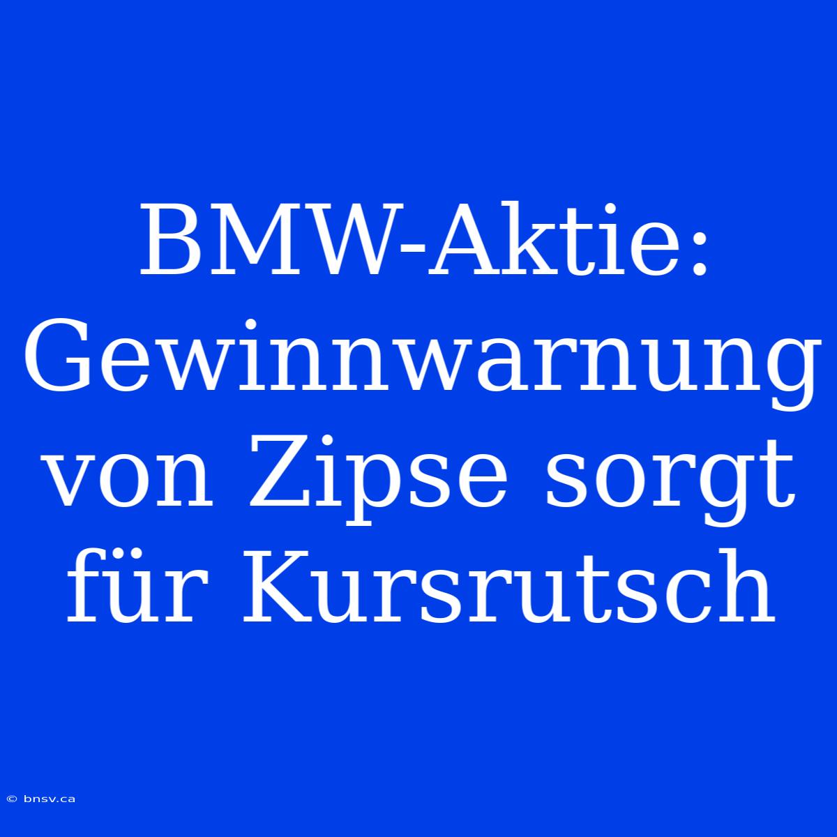 BMW-Aktie: Gewinnwarnung Von Zipse Sorgt Für Kursrutsch