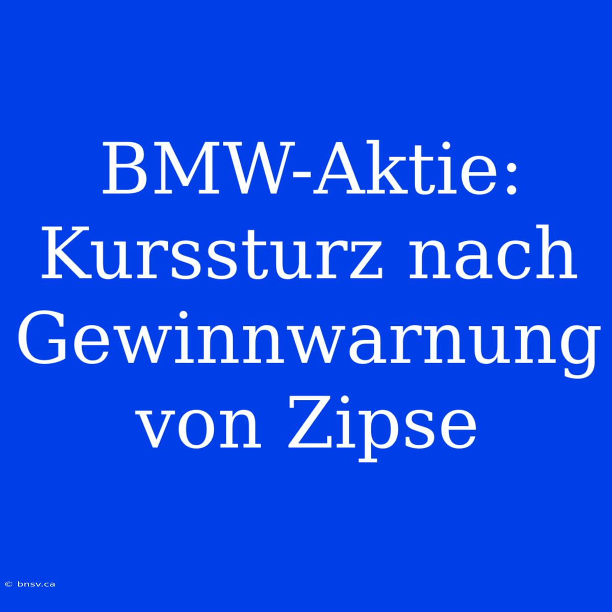 BMW-Aktie: Kurssturz Nach Gewinnwarnung Von Zipse