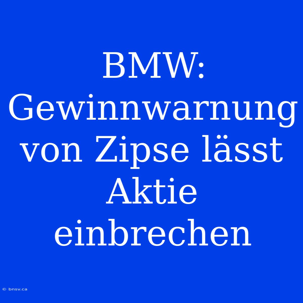 BMW: Gewinnwarnung Von Zipse Lässt Aktie Einbrechen