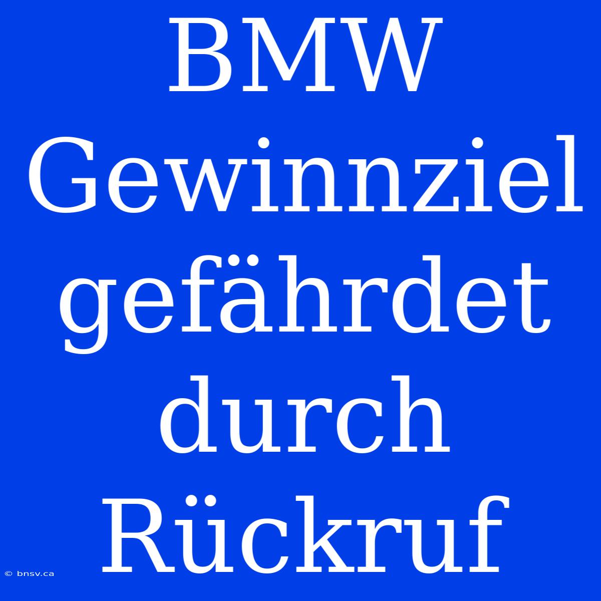 BMW Gewinnziel Gefährdet Durch Rückruf