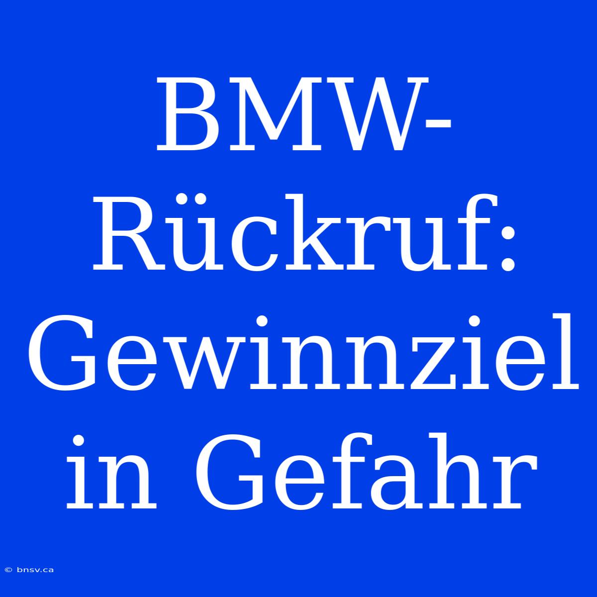 BMW-Rückruf: Gewinnziel In Gefahr