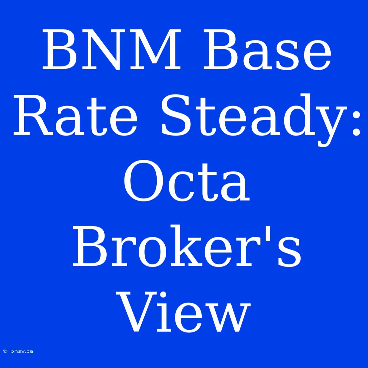 BNM Base Rate Steady: Octa Broker's View