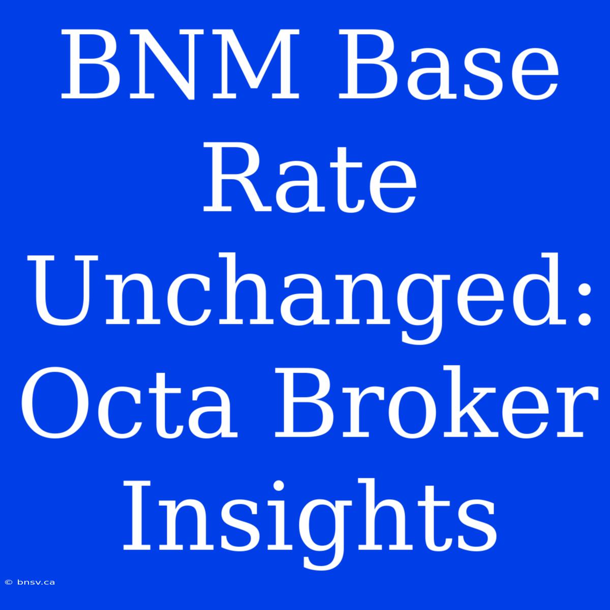 BNM Base Rate Unchanged: Octa Broker Insights