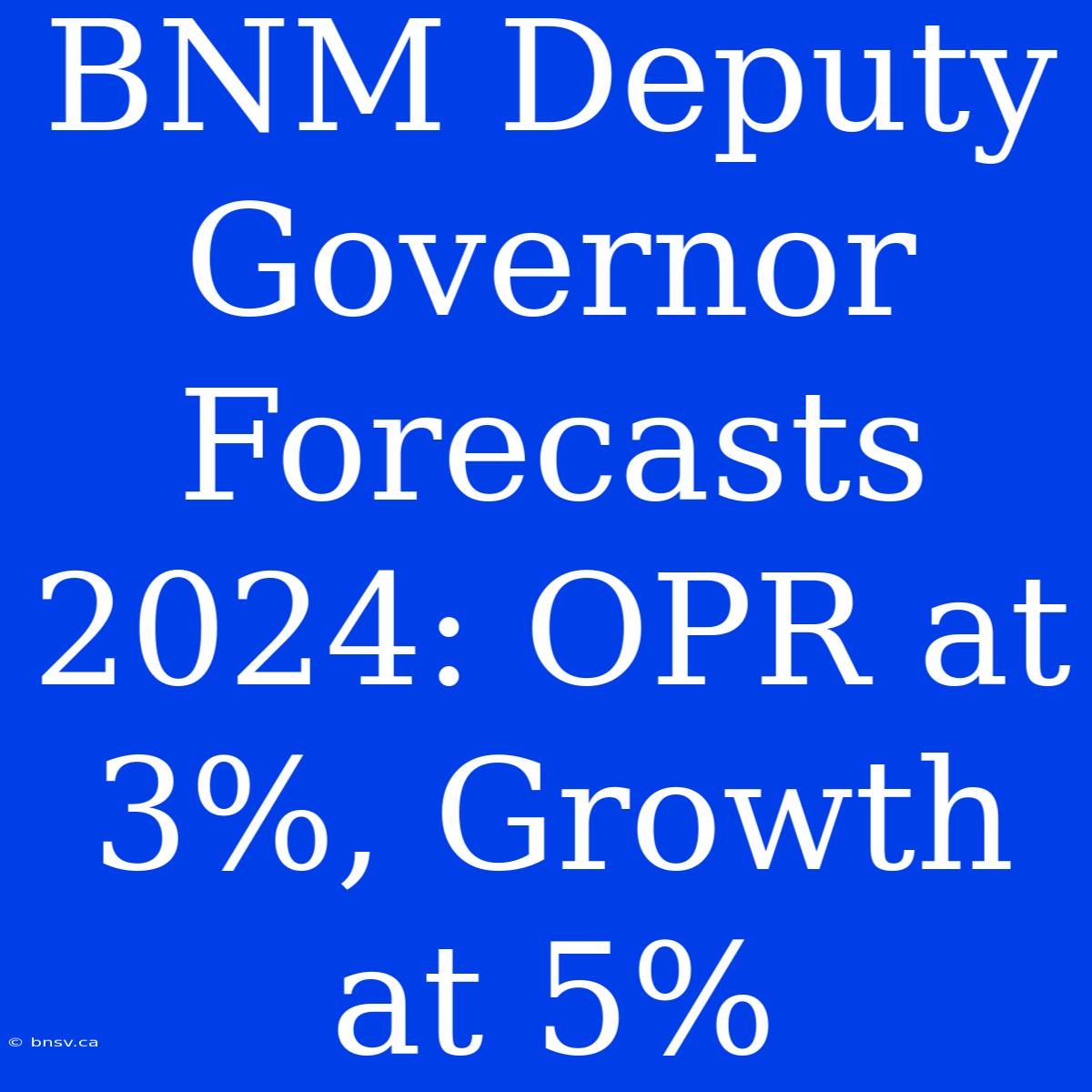 BNM Deputy Governor Forecasts 2024: OPR At 3%, Growth At 5%