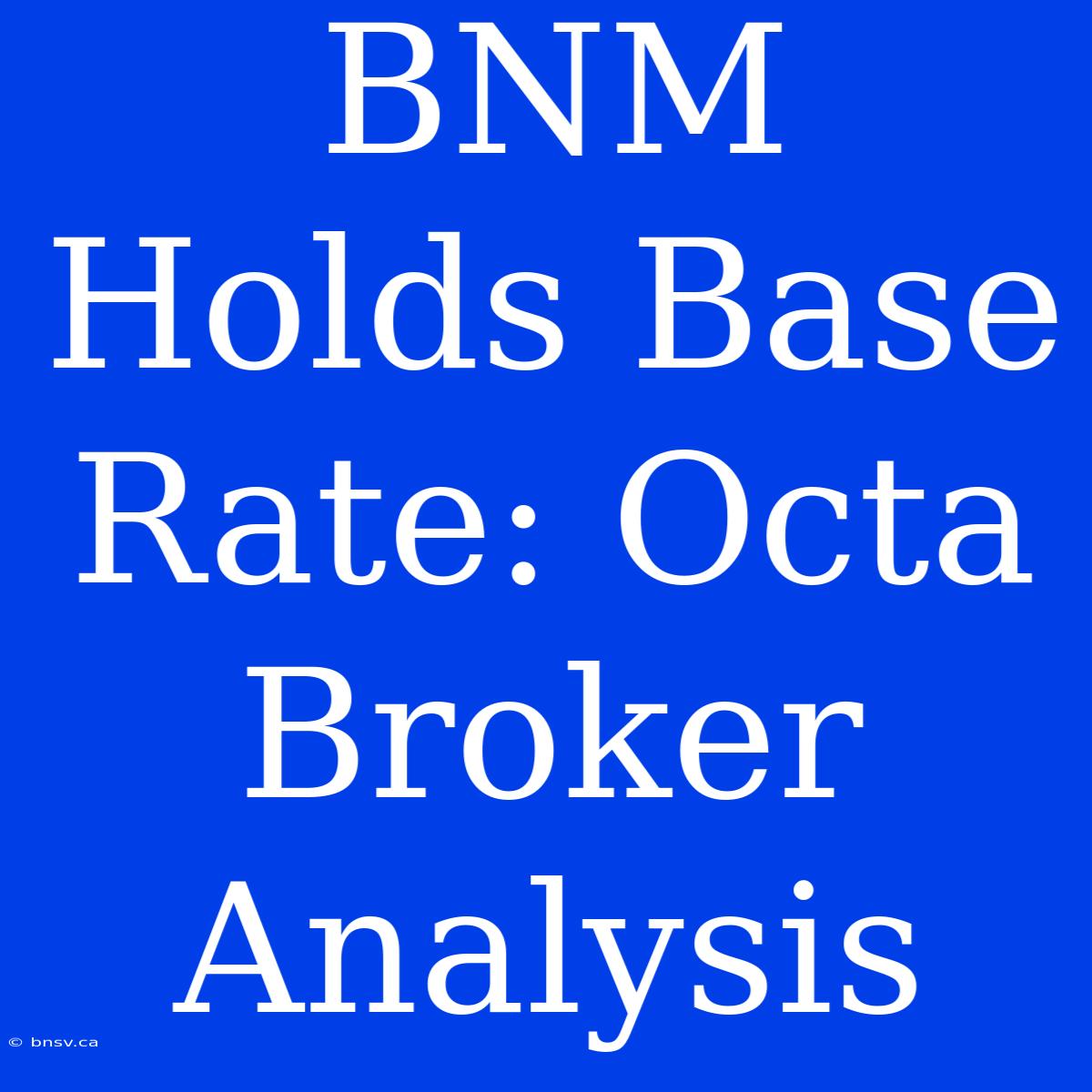 BNM Holds Base Rate: Octa Broker Analysis