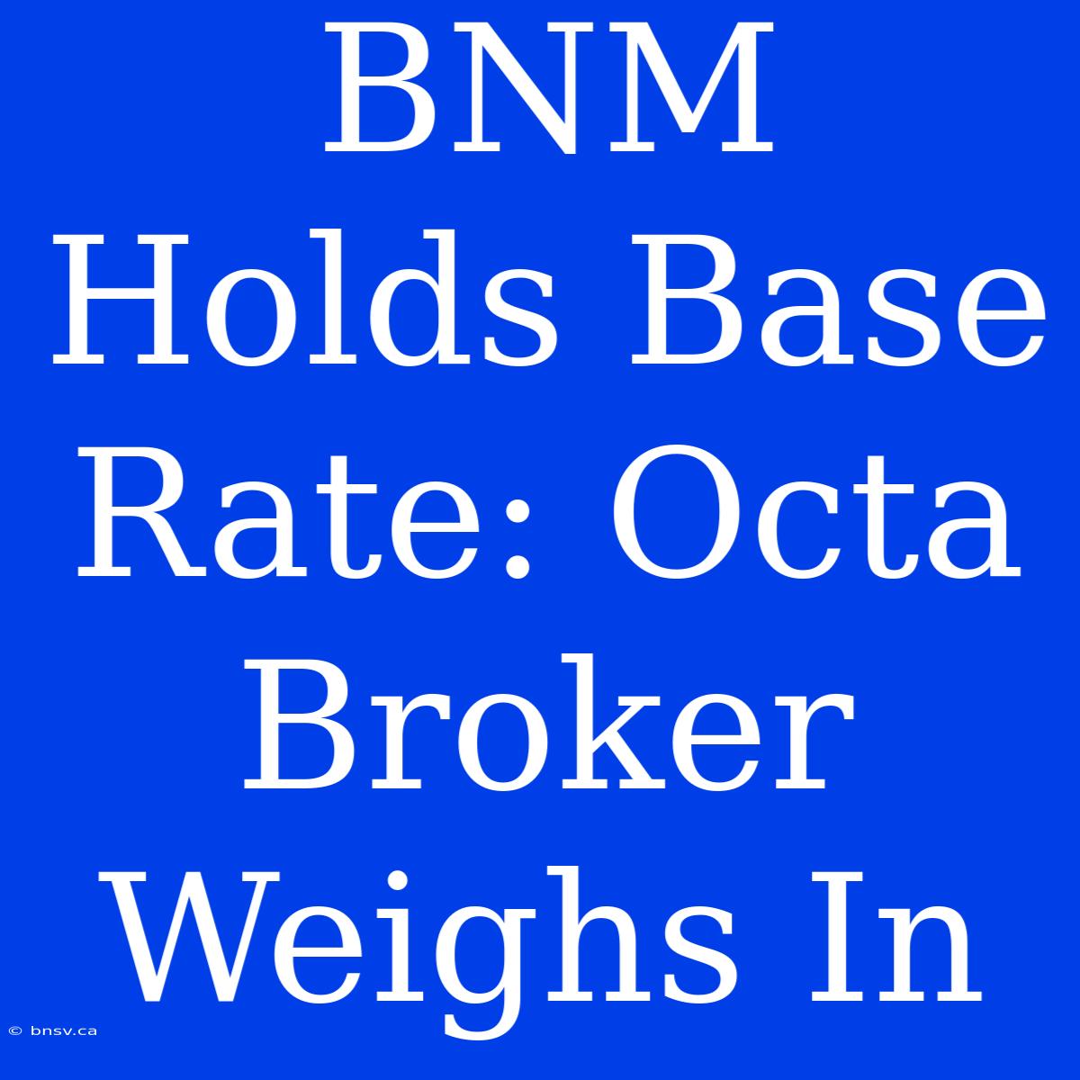 BNM Holds Base Rate: Octa Broker Weighs In