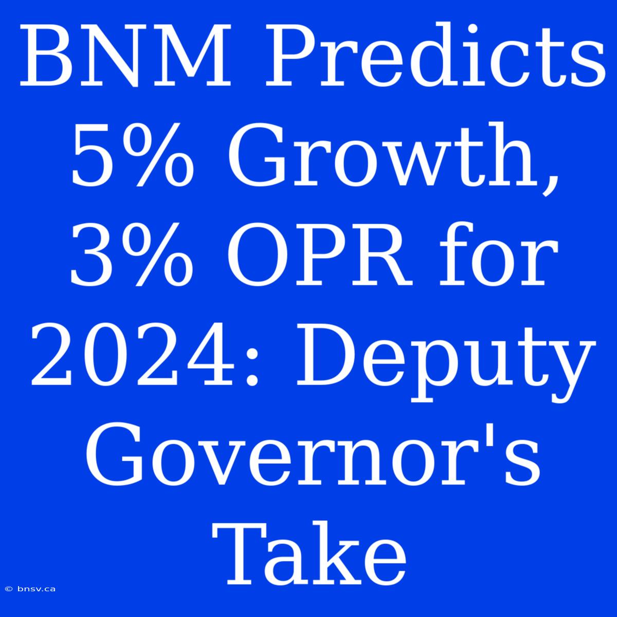 BNM Predicts 5% Growth, 3% OPR For 2024: Deputy Governor's Take