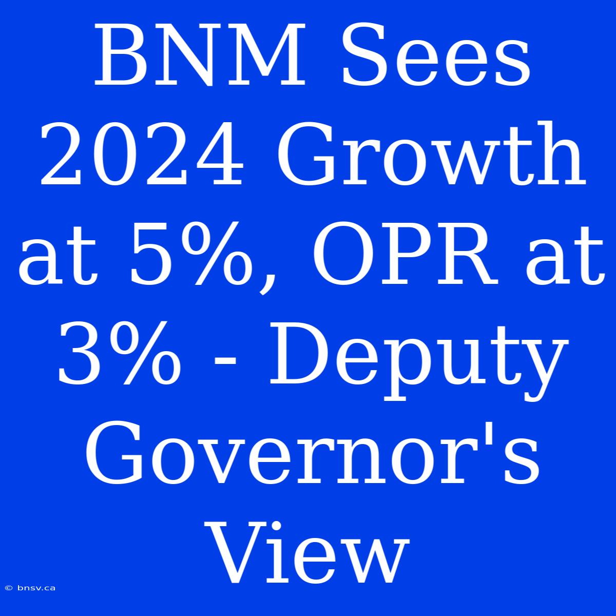 BNM Sees 2024 Growth At 5%, OPR At 3% - Deputy Governor's View