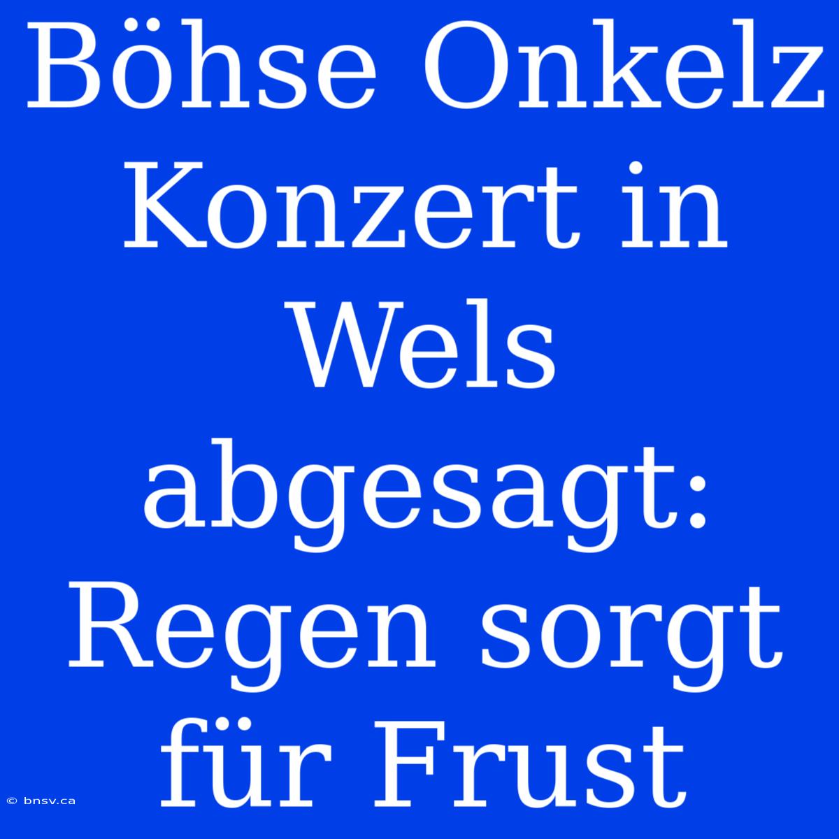 Böhse Onkelz Konzert In Wels Abgesagt: Regen Sorgt Für Frust