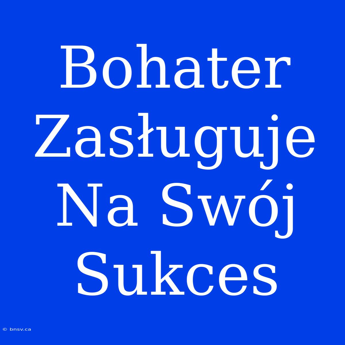 Bohater Zasługuje Na Swój Sukces