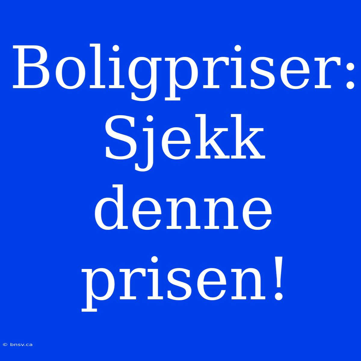 Boligpriser: Sjekk Denne Prisen!