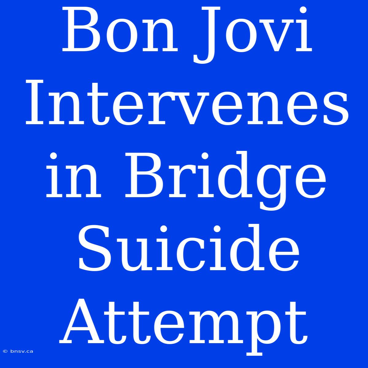 Bon Jovi Intervenes In Bridge Suicide Attempt