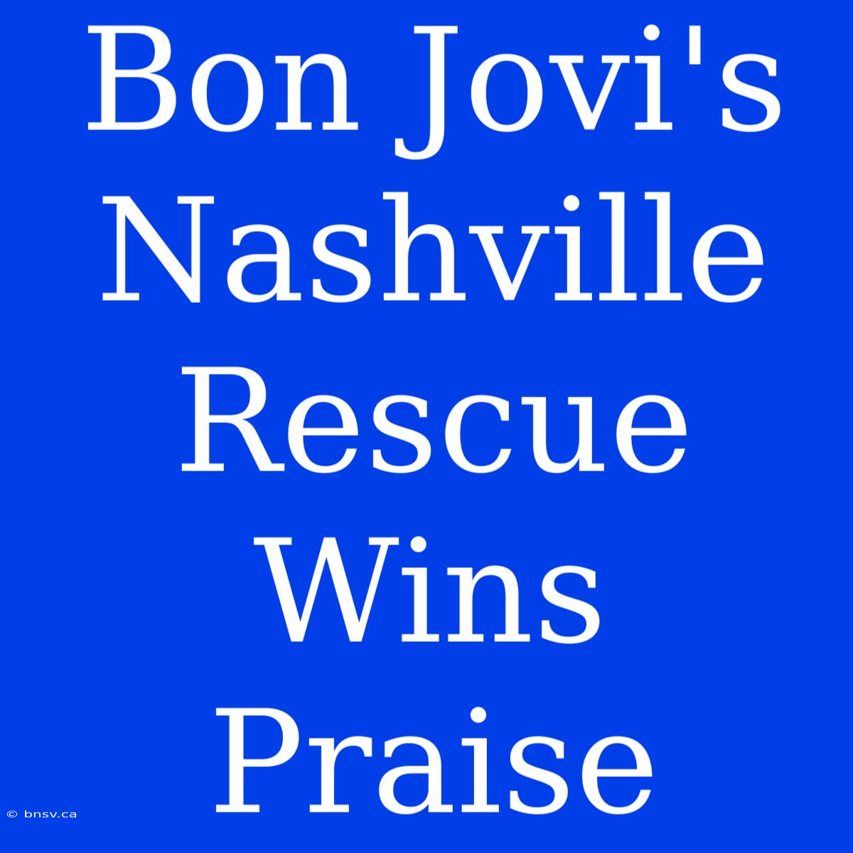 Bon Jovi's Nashville Rescue Wins Praise