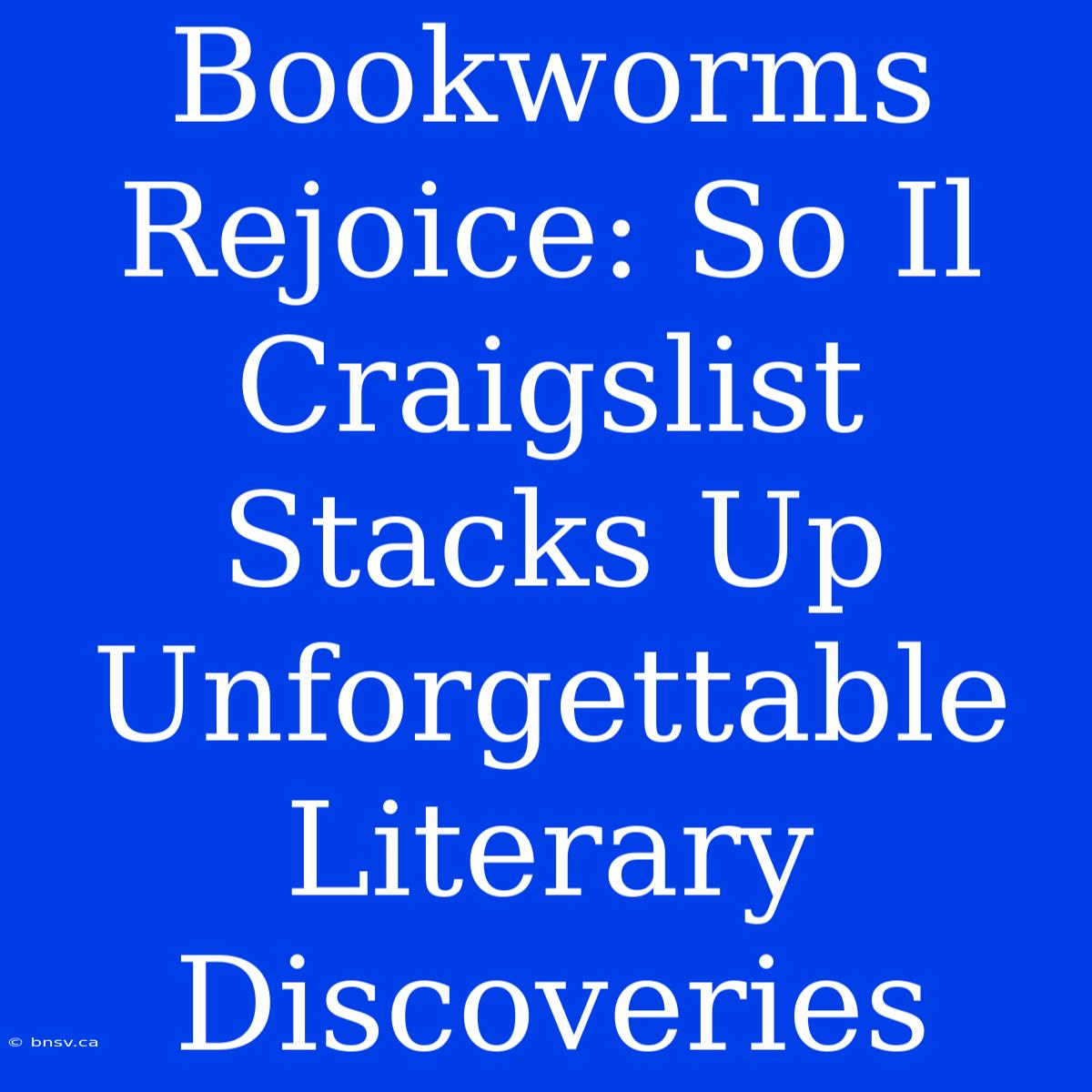 Bookworms Rejoice: So Il Craigslist Stacks Up Unforgettable Literary Discoveries