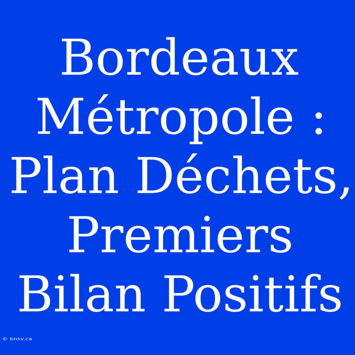 Bordeaux Métropole : Plan Déchets, Premiers Bilan Positifs